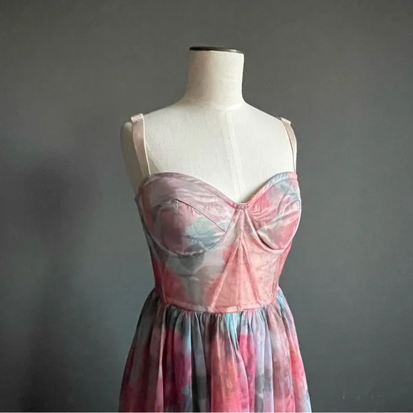 Bella Barnett Floral Mesh Bustier Fairy Dress Romantic Sheer Zimmermann-Inspired - Picture 2 of 8